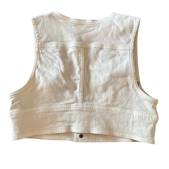 American Eagle Y2K Plunge Crop Vest Size Medium Button Closure Boho Festival - Picture 2 of 9
